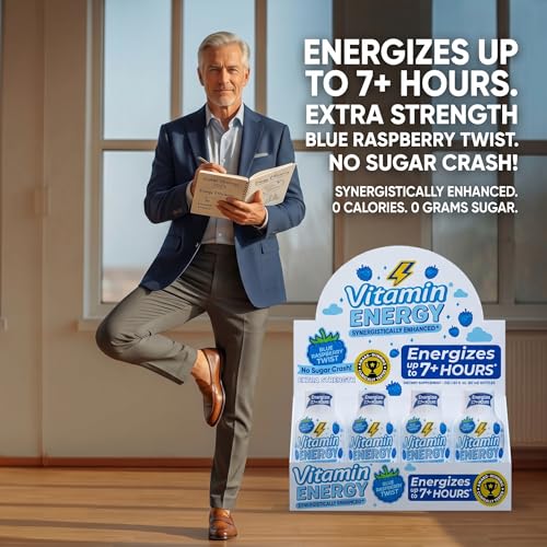 Image of Vitamin Energy Blue Raspberry Twist Extra Strength Energy Shot, 24 Pack - Up to 7 Hrs, 260mg Natural Caffeine, Zero Sugar - Electrolytes + BCAAs, Hydration, B12 B6 Niacin, 1.93 fl oz, Keto Vegan