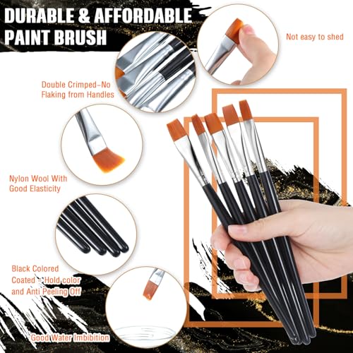 Image of Zonon 30 Pieces Paint Brushes Bulk Small Flat Top Acrylic Oil Paint Brush for Artists Mini Touch up Crafts Detail Painting(1 /2 Inch,Black)