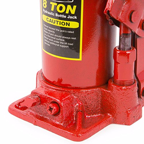 Image of XtremepowerUS 8 Ton Hydraulic Bottle Jack, Heavy-Duty Car Lift Jack with Long Handle, 16,000 lb Capacity for Cars, SUVs, Pickup Trucks, RVs, Trailers, Garage & Auto Repair, Red