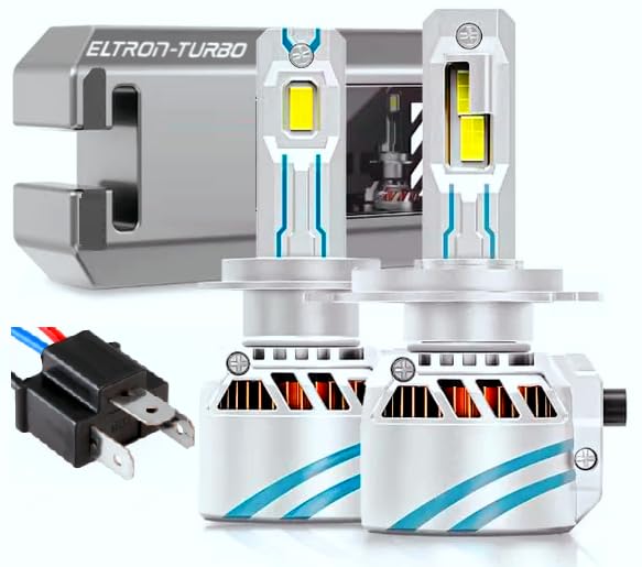 Image of ELTRON TURBO Imported With 2 Years Warranty H4 Socket Suitable Car Models 24,000 Lumens Super Bright LED Headlight Cooling Fan Conversion Kit 6000K Color Temprature, (Pack of 2, 200W, DC12-24V, White)