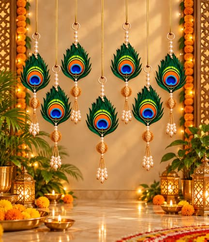 Image of Toran Bandarwal Wall Hanging for Main Door Entrance Pack of 6, Diwali Decoration Pooja Room Mandir Navratri, Decorative Wall Hangings Wedding Festive Home Decor Items
