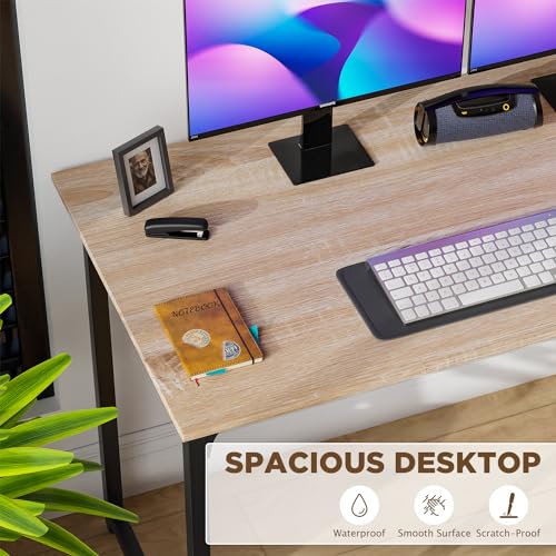 Image of PayLessHere | 47 Inch Computer Desk | Nature | Sturdy Office Desk | Metal Frame, Adjustable Feet | Water-Resistant, Scratchproof Surface | Writing Table for Home Office or Study | Pack of 1