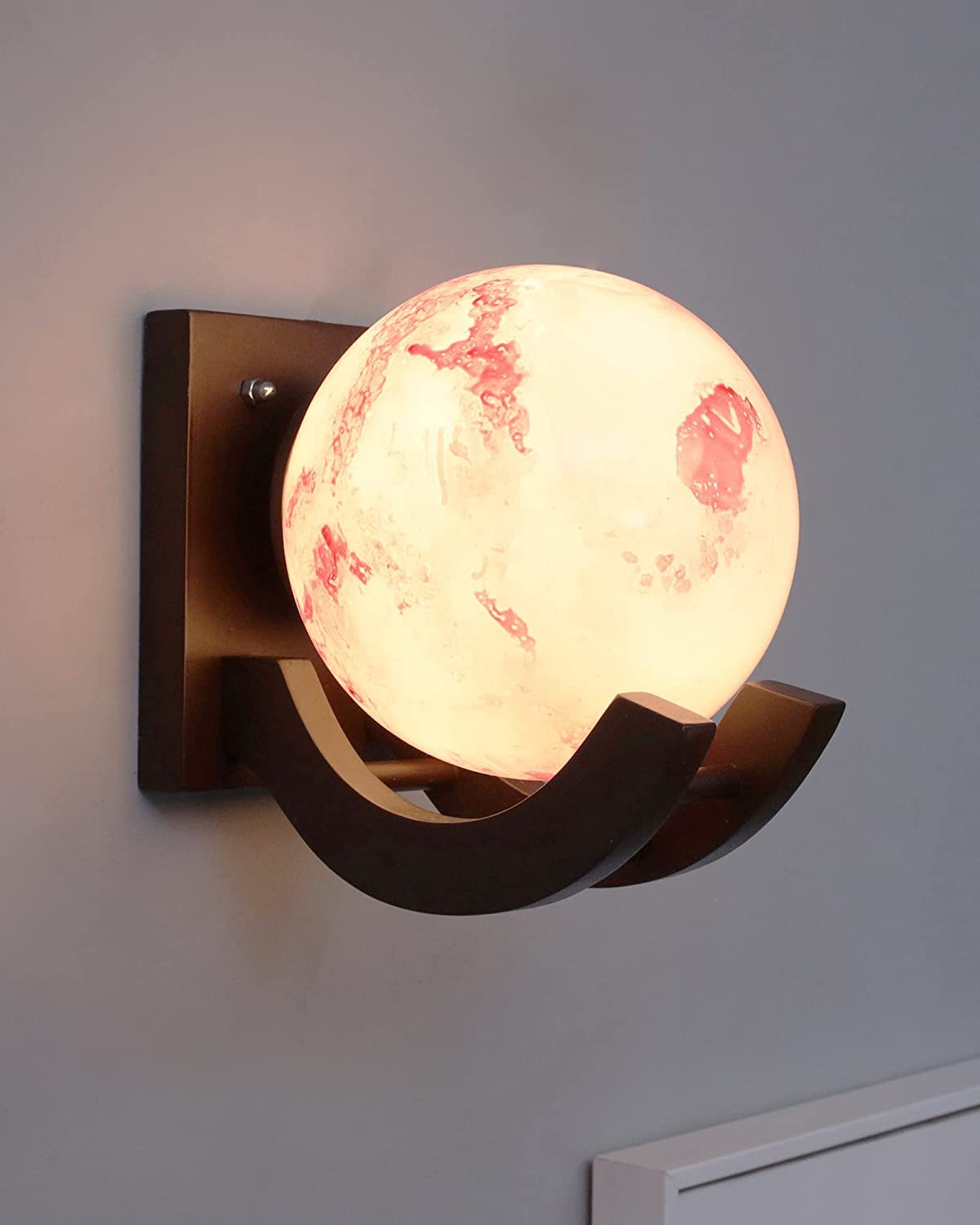 ONECYA ROYAL FANCY Industries Designer Home Decorative Modern Wall lamp for Living Room for Indoor Application Nordic Wooden Wall Lamps with Marble Glass Shades without Bulb (B0CQXJC8R7) Amazon Price History, Amazon Price Tracker