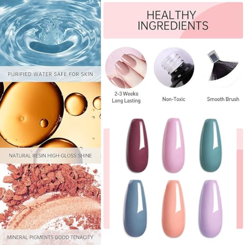 Nail Polish Sets 6PCS Nail Varnish-Quick Dry & Long Lasting Airy Nude Nail Varnish-Non Toxic Oily Nature No Need Uv Nail Paint For Diy Nail Art Manicure At Home No Need Cure Christmas Nails - Image 6