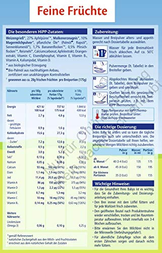 Hipp Bio Melkpap Mix, 4 soorten: Kindergrit, Fijne vruchten, Banaan en vruchtenyoghurt (4 x 450 g) - Image 5