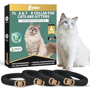 YOTANGO Adjustable Cat Collar 4 Pack – Black Collar for Cats, Soft Comfortable Lasting Waterproof Collar with 32 Months Protection for Small/Medium/Large Cats(48cm)