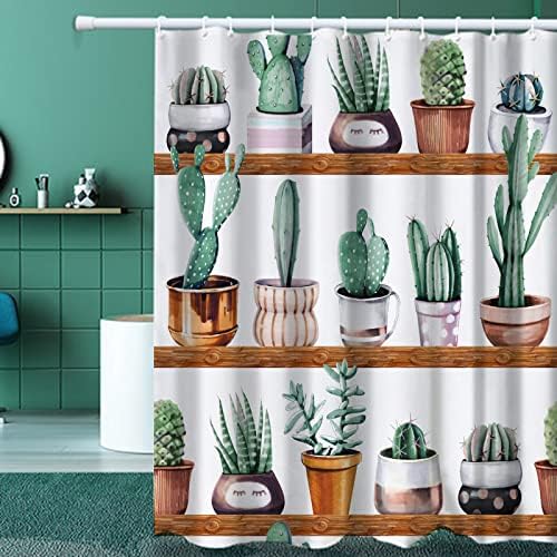 LERIYUFS Cactus Shower Curtain for Bathroom, 72in x 72in Fabric Shower Curtain, Waterproof Tropical Green Plant Shower Curtain, Saguaros Shower Curtain Succulent Shower Curtain