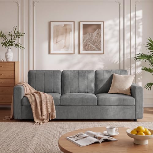 Landassy Home 86.6" 3 Seater Couch for Living Room, Chenille Sofa, Grey