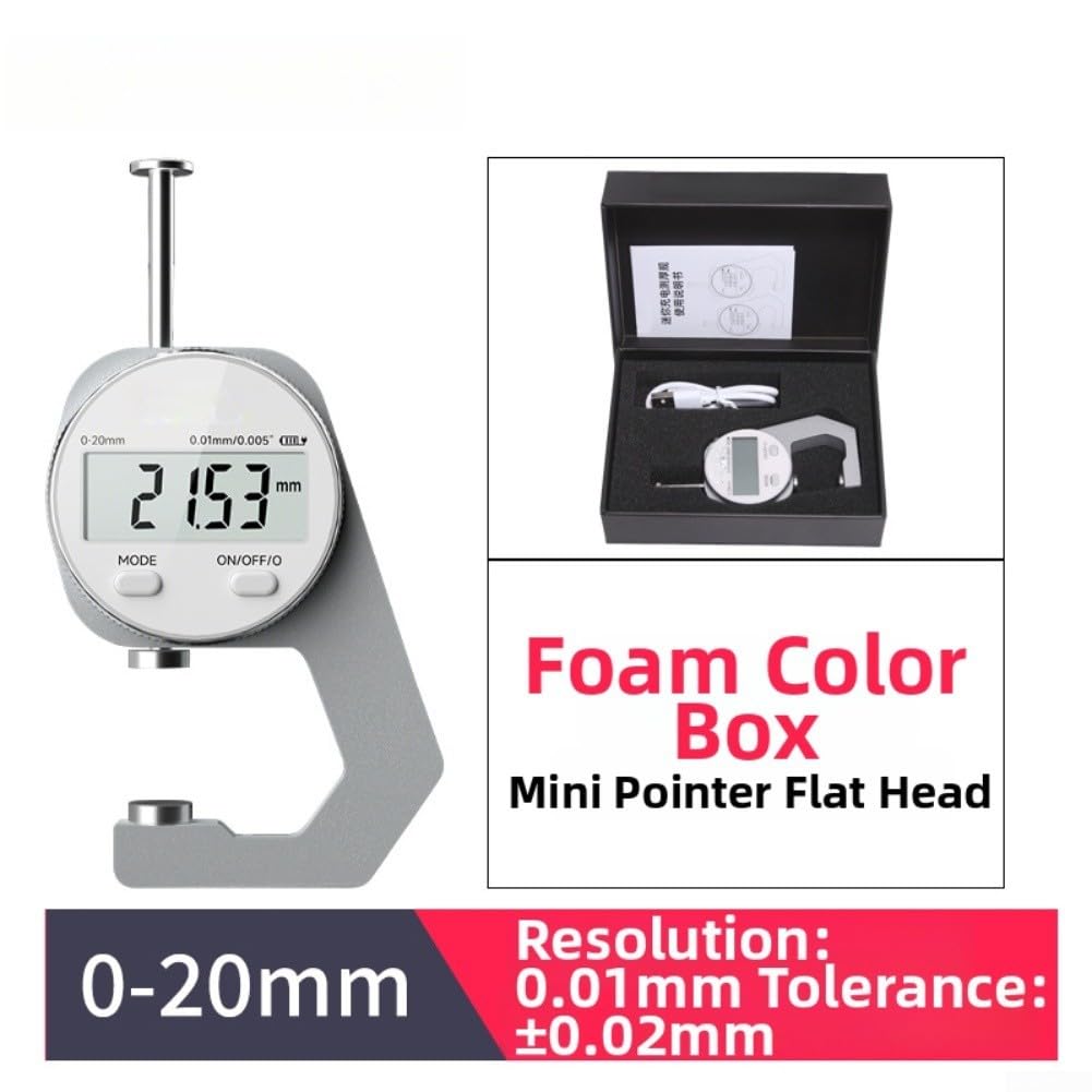 Medidor de Espesor Digital 0.01mm Alta Precisión(flat head 20mm)