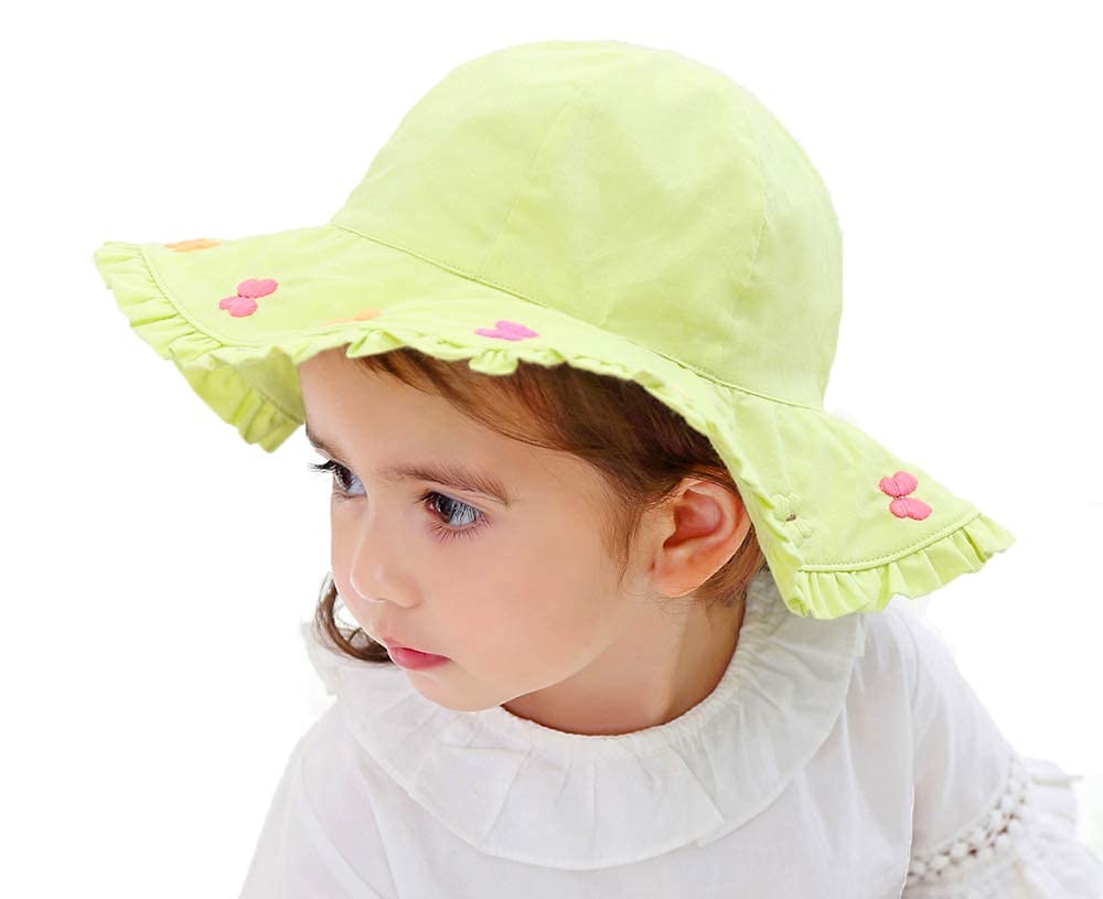 Gifts Treat Cappello da Sole Estivo per Ragazze, Pieghevole, in Morbido Cotone, a Tesa Larga