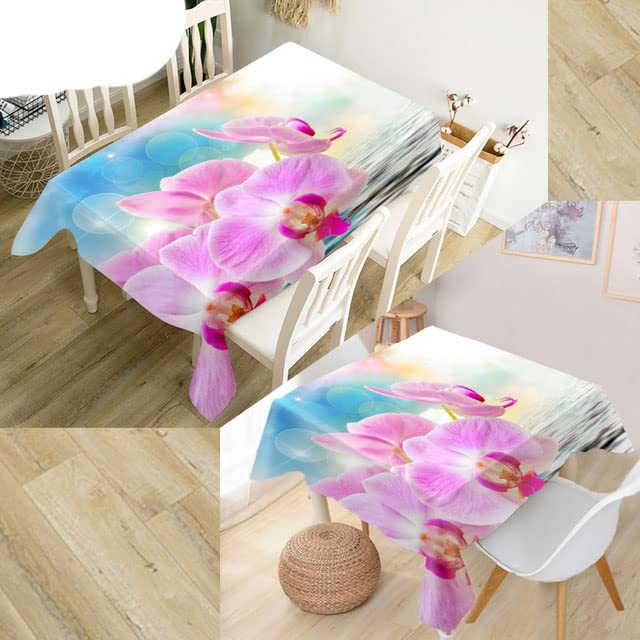 Mantel de Flores de orquídeas Naturales, Tela Oxford 3D Cuadrada/Rectangular, Cubierta de Mesa a Prueba de Polvo para Fiestas, decoración del hogar, Cubiertas de TV-7,140X200CM