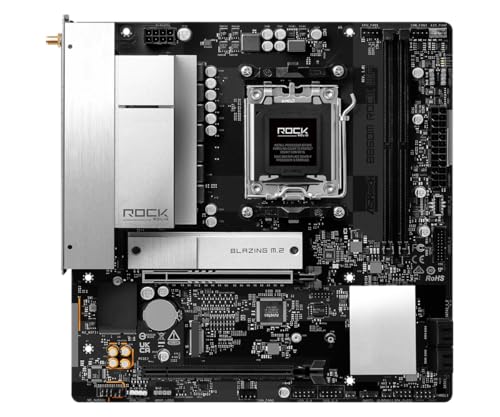 Image of ASRock B850M Rock WiFi Socket AM5 Micro-ATX Motherboard, Supports AMD Ryzen 9000 /8000 /7000 Series, DDR5 8200+ (OC), PCIe 5.0, WiFi 6E, 2.5G LAN B850