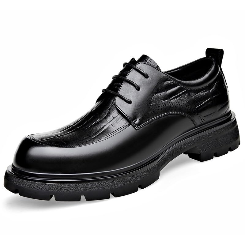 Men Oxford Superior Flexural Leather Fashion Dress Shoes Lace-Up Anti-Slip Formal Duty Work Shoes
