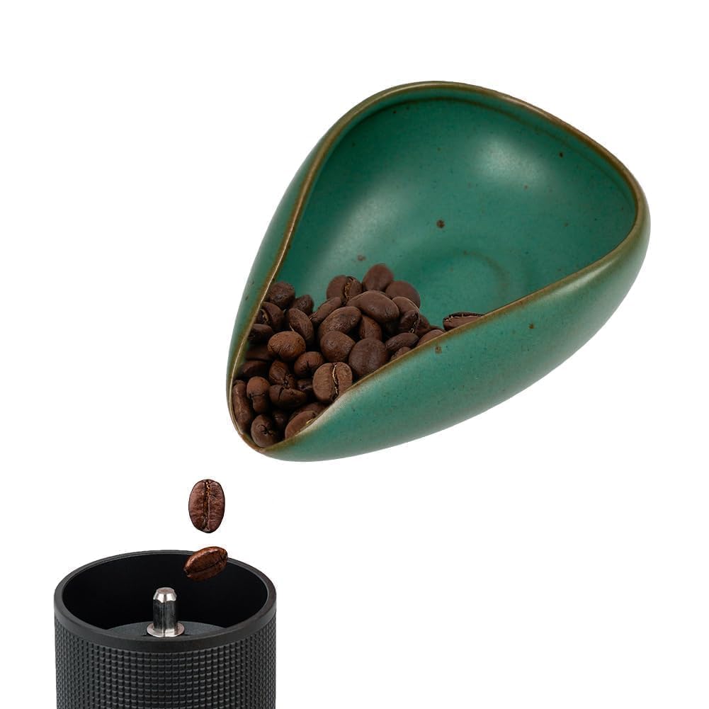watchget Ceramic Coffee Dosing Cup &amp; Tea Storage Tray, Dark Green
