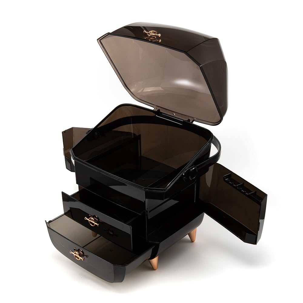 Organizador de Maquillaje,Caja de Almacenaje Organizador de Cosméticos Joyería Lápices de Labios Caja Organizadora Cuidado de la Piel Organizadores para Cómoda (Negro)