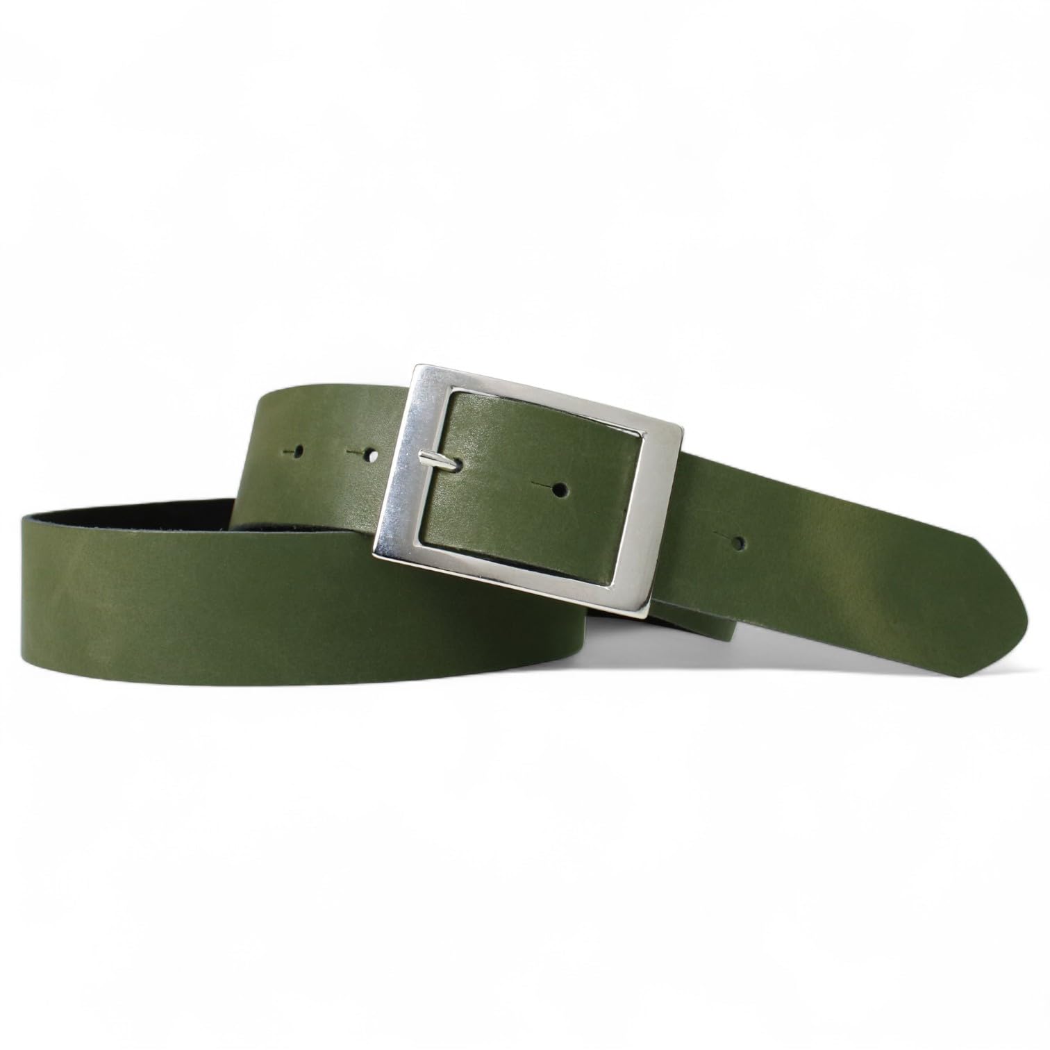 FRONHOFER Genuine Cowhide Leather Belt 4 cm wide, 2–3 mm thick; silver prong buckle 7×5 cm, interchangeable; sizes 85–125 cm — Unisex lederhosen/Bavarian belt for jeans & waist