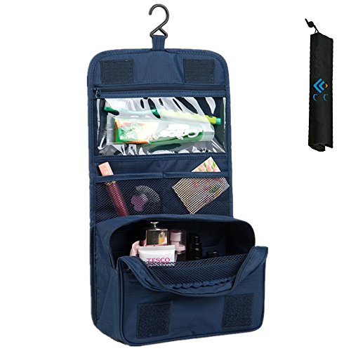 Cocoly Portable Hanging Toiletry Bag Travel Organizer Cosmetic Bag for Women Makeup or Men Shaving Kit with Hanging Hook
