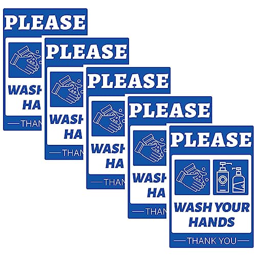 Image of CVANU PLEASE Wash Your Hands THANK YOU Warning Safety Self-Adhesive Waterproof PVC Vinyl Sign Sticker Size (11.7inchX8.3inch) Pack of 5