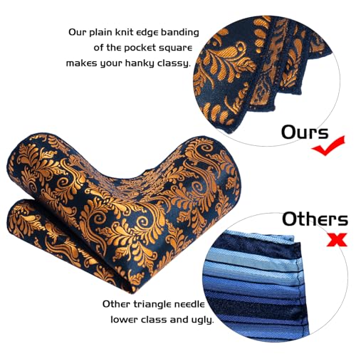 Image of 5PCS Mens Silk Tie, Pocket Square, Cufflinks, Drilled Tie Ring and Lapel Pin Set for Wedding Groom Party