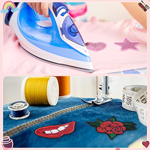 16 Pieces Purple Sequin Iron On Patches Diy Embroidered Patch Sew On Sequin Applique Lip Lipstick Patch Decoration Clothing Jeans Bag Repair For Woman Girl Garment Bag Shoes Caps Decor #TOP1