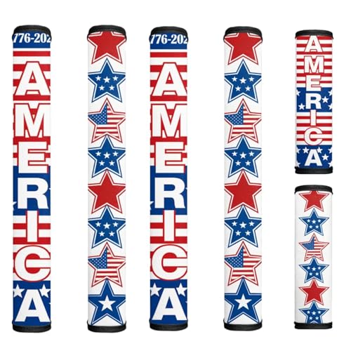 Image of 250 Years of America Print Refrigerator Door Handle Covers Fridge Handle Covers Set of 6 Washable Appliance Handles Cover Cloth Oven Stove Dishwasher Handles Protective Gloves