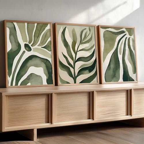 Image of kotart Boho Floral Art Home Decoration Painting | Floral Aesthetic Paintings With Frame For Living Room Bed Room Hotel Wall Decor Digital Reprint Set of 3 (19X25 inch)