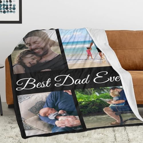 Image of inkArts Custom Blanket with Photo, Personalized Blanket, Customized Photo Blankets, Customizable Blankets, Personalized Fathers Day Blanket Gifts for Dad Baby Kid Family Pet