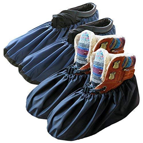 DearyHome 2 Pairs Washable Reusable Shoe Covers Non Slip Work Boot Covers Waterproof Shoe Protector for Household Contractors, X Large