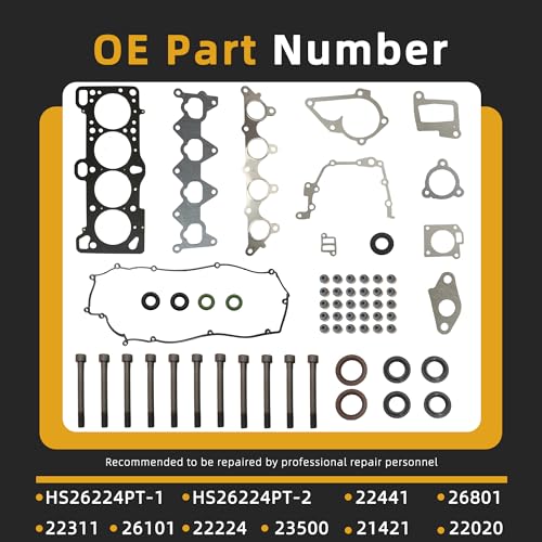 Image of Head Gasket Set with Bolts, 1.6L, ES71023 CPWK105, for Hyundai Accent for Kia Rio 1.6L DOHC 16v 2006-2011#OE HS26224PT-1 HS26224PT-2 22441 26801 22311 26101 22224 23500 21421 22020(68pcs)