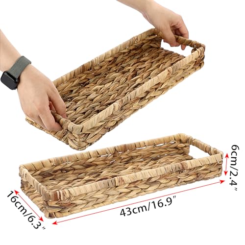 BSTKEY Natural Water Hyacinth Bathroom Toilet Tank Storage Basket, Woven Toilet Paper Holder Napkin Organizer Rectangle Storage Tray with Handles (43 * 16 * 5CM) - Cosy Home Interiors BSTKEY Natural Water Hyacinth Bathroom Toilet Tank Storage Basket, Woven Toilet Paper Holder Napkin Organizer Rectangle Storage Tray with Handles (43 * 16 * 5CM) - Image 3