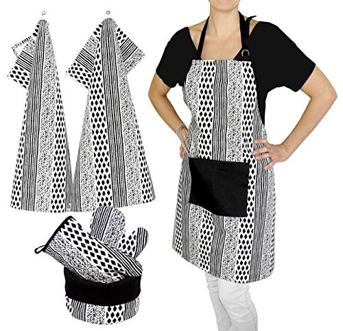 Lashuma Kitchen Towel Set of 2 Tea Towels Black / White Geometric Motif 48 x 68 cm, Geschirrtücher - Image 2