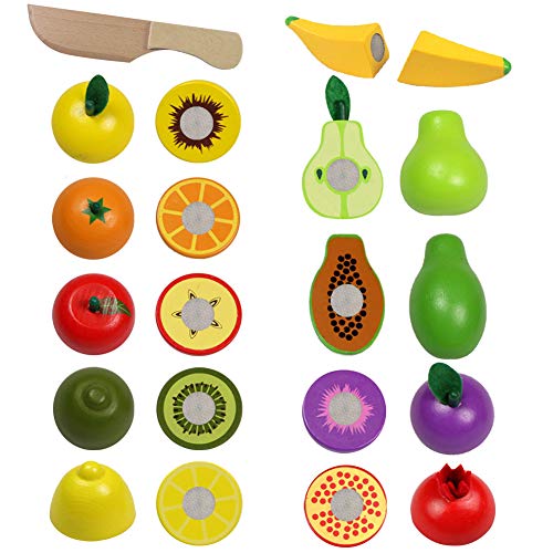 Mango Town Holz Obst Gemüse Spielzeug Kinderküche Zubehoer Spielzeug Kaufladen Holz Kaufmannsladen Zubehör Schneiden aus… – Bild 4
