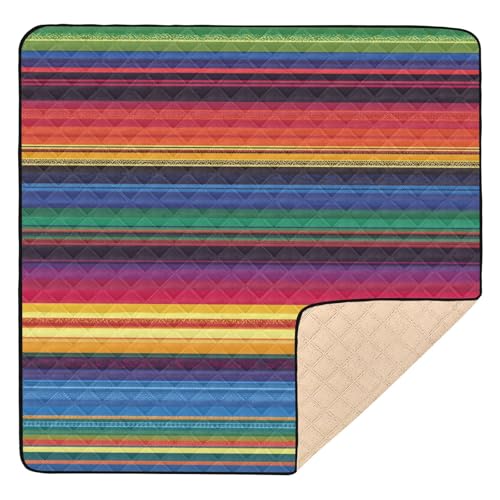 Kigai Colorful Mexican Serape Baby Play Mat for Floor and Playpen 50x50 inch Non-Slip Baby Activity Playmat Waterproof Foldable Crawling Mat for Infants Toddlers