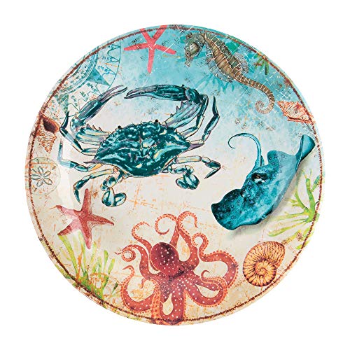 UPware 6-Piece Sealife Crab Heavyweight and Durable Melamine 11 Inch Serving PlateDinner Plates