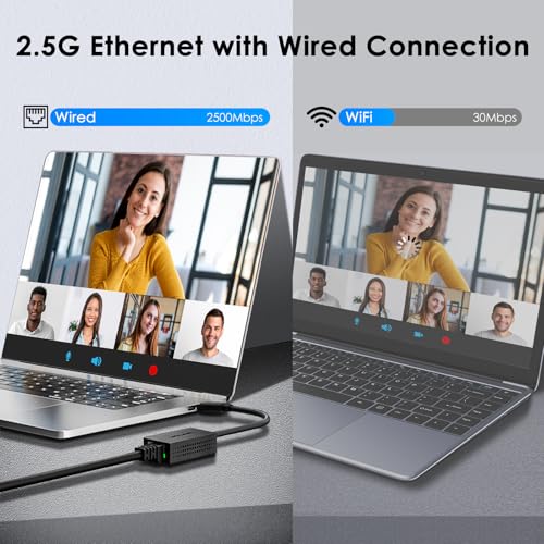 Image of USB C to Ethernet Adapter 2.5G,WAVLINK LAN Adapter,Supports USB Type-A /C | ABS Plastic, lightweight, Compatible with Laptop, MacBook, XPS, iPad Pro, CAT6 cable & USB3.1 Required