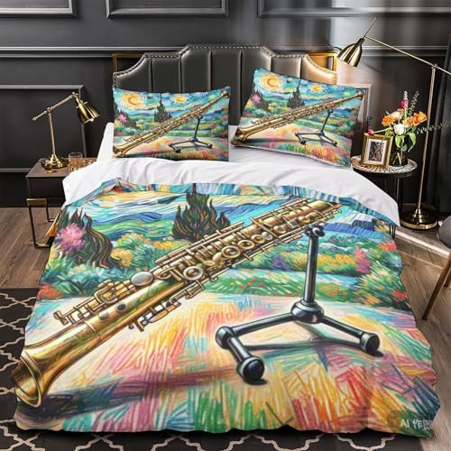 Housse de couette clarinette avec fermeture éclair cachée en microfibre douce lit double