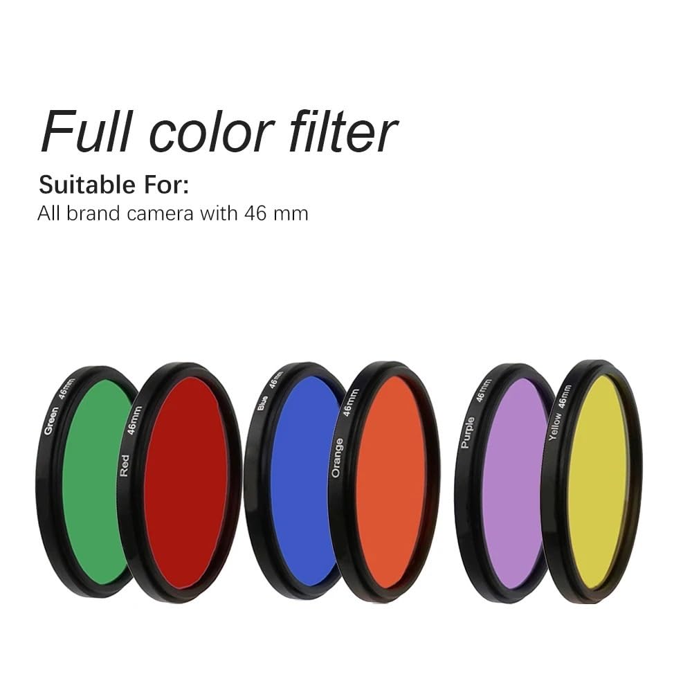 Filtres de Couleur complets, Rouge, Jaune, Vert, Bleu, Violet, Orange, 46 mm, Accessoire for Objectif d'appareil Photo Reflex numérique for Canon, for Nikon, for Sony(Yellow)