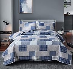 Grey Blue Plaid Patchwork