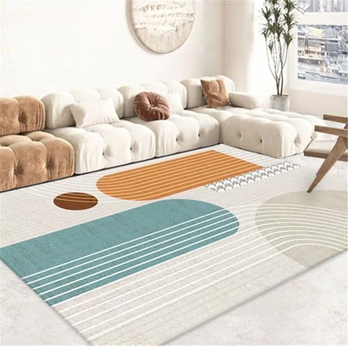 Grand tapis enfant garcon bleu 250x300cm à motif rayé moderne - 2