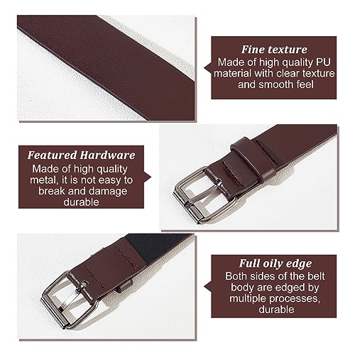 FINGERINSPIRE 4 Pcs Traditional Kilt Extender Straps Imitation Leather Cuff Belt Buckles 42x2.5cm Coconut Brown Leather Adjustable Belt with Metal Square Buckle Women's Belt for Coat Dress DIY - Image 4