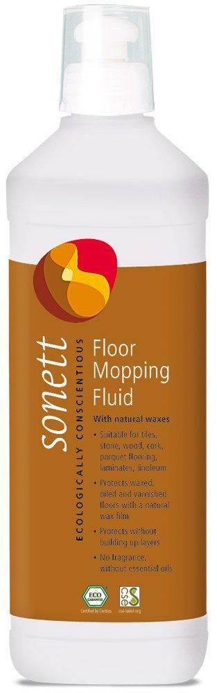 Sonett Organic Floor Cleaner -Protects waxed, oiled and varnished floors with a natural wax film without build-up. For tiles stone wood cork parquets laminates linoleum and plastics (17 fl. oz.)