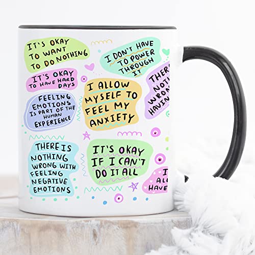 Younique Affirmation Coffee Mug - Daily Affirmations Coffee Mug 11 Oz, Self Care Gifts For Women, Novelty Coffee Mugs Inspirational Gifts For Women, Mental Health Gifts, Mugs For Women (Black Handle) #TOP3
