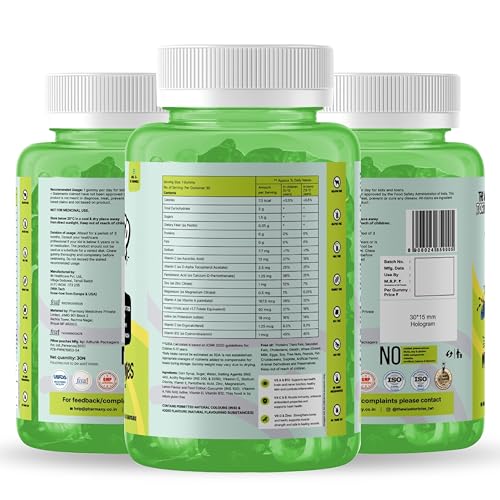 Image of Allrounder Lemon Multi-Vitamin Gummies for Kids | 30 Count | Essential Vitamins | No Artificial Flavors (3 Count (Pack of 3), Lemon)