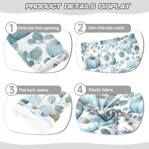 senya Girls Printed Leggings Yoga Pants Blue Pumpkin Leaves Pattern for Kids in 4t to 10 Years, 4T3