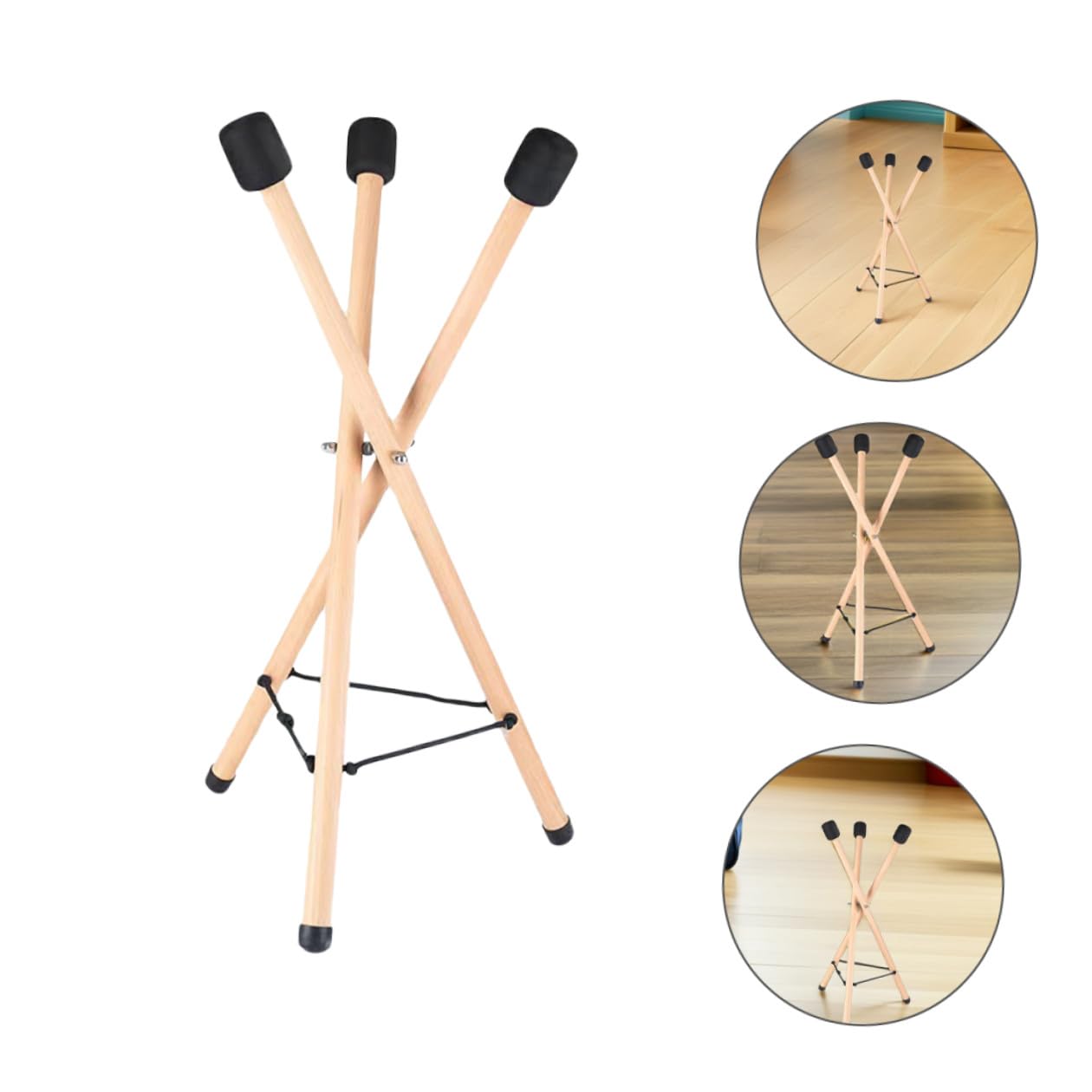 Supporto per Handpan in Legno Struttura a Treppiede | Pieghevole e Antiscivolo, Supporto per Steel Drum, Scaffale a Tripode per Esposizione