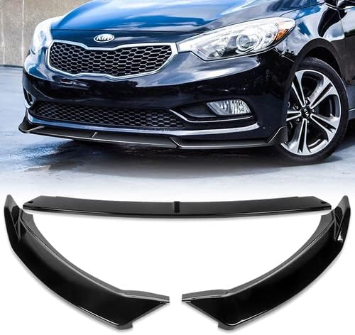 3 Pieces Front Bumper Lip Spoiler Splitter Side Body Kit Trim Protection Compatible with 2014-2016 Kia Forte Sedan 4CYL / 1.8L / 2.0L, 2015 (Painted Black)
