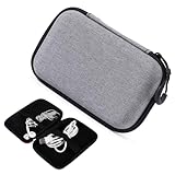 ガジェットケース モバイルバッテリー ケース ブラック/カーボンファイバー/グレー 多機能収納ボックス 携帯に便利 旅行 出張用 防塵防水設計 充電器 イヤホン収納に最適 (グレー)