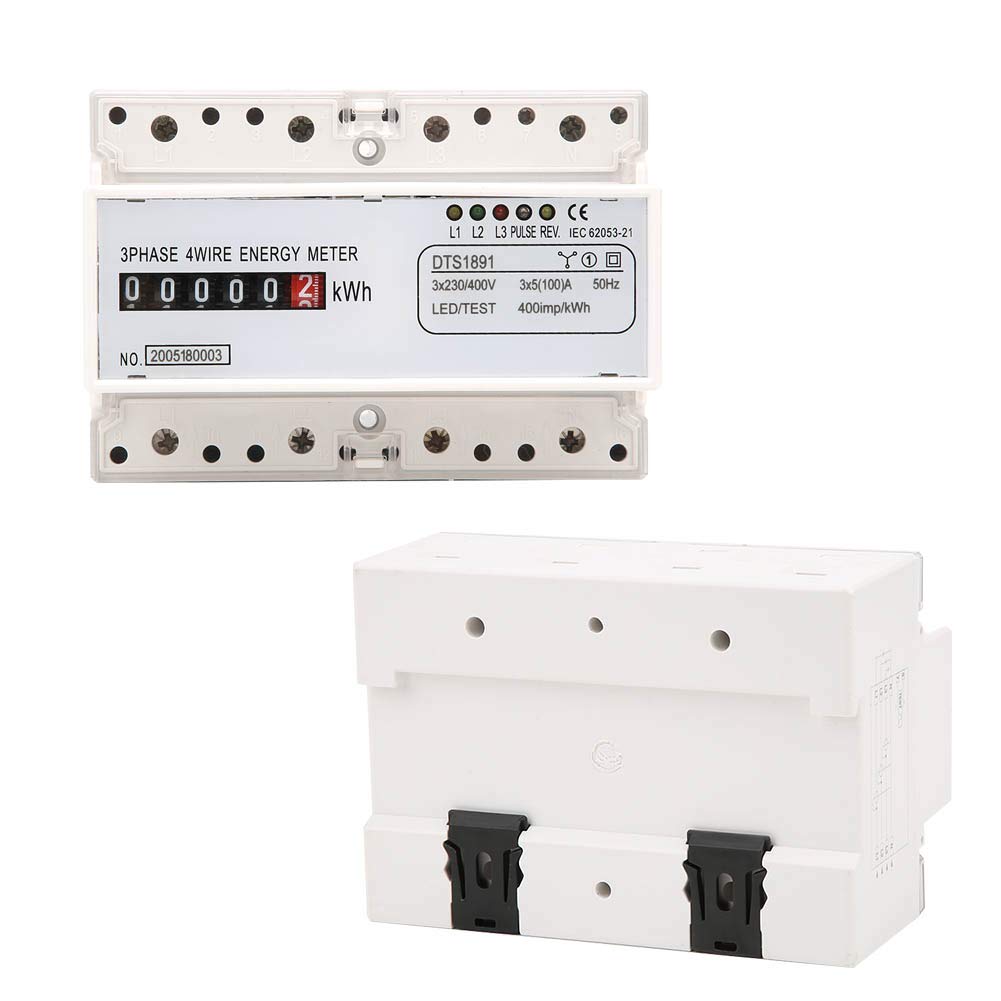 mumisuto Contatore Energia Elettrica, 230/400V 5-100A Misuratore di Consumo Elettrico, Misuratore Consumo Elettrico Trifase KWh, Amperometro Voltmetro Misuratore di Elettricità con Display Digitale