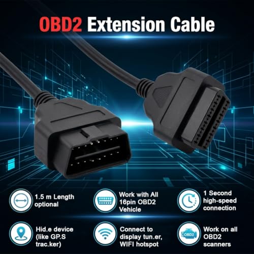 Image of STHIRA OBD2 Extension Cable 1.5m Male to Female Diagnostic Adapter