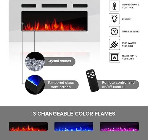 Miniatura 5 de MEBLE FURNITURE & RUGS York 02 Chimenea eléctrica moderna unidad de pared Centro de entretenimiento